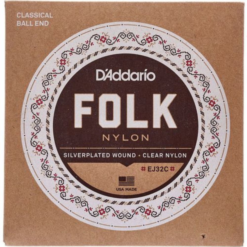 D'Addario EJ32C Folk Nylon Silver Wound - Backstage Music